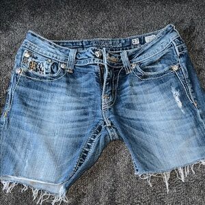 Miss Me Distressed Blue Jean Shorts